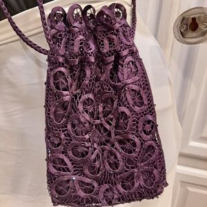 Soulmates Elegant Eggplant Purple Silk Lace Mini Bag